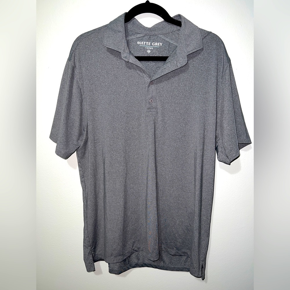 Matte Grey Mens Large Polo